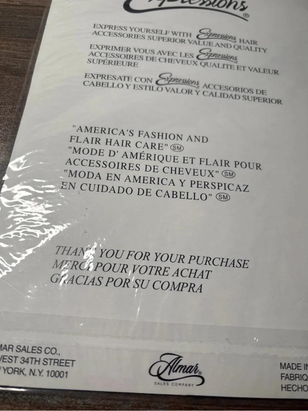 Expressions White Retail Backing Card with Black Text